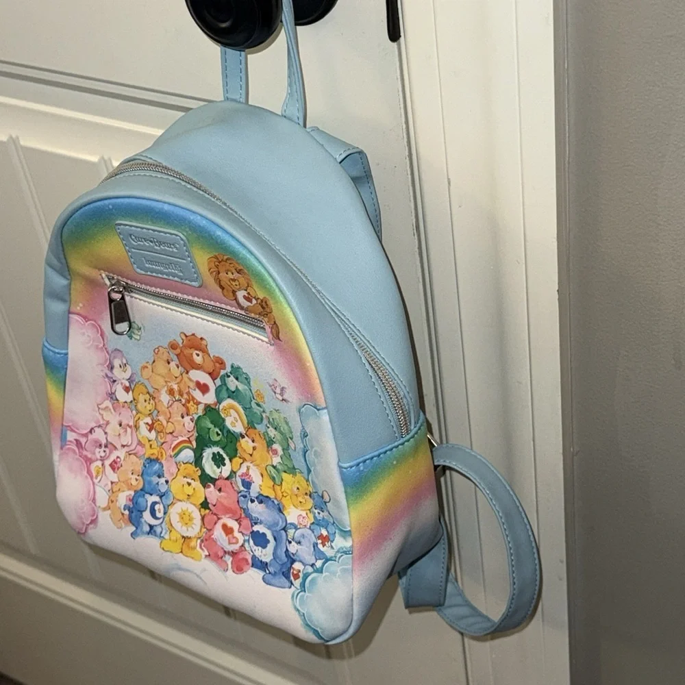 Loungefly faux leather whimsical Care Bears mini backpack purse